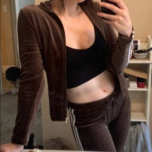Brown velvet tracksuit set